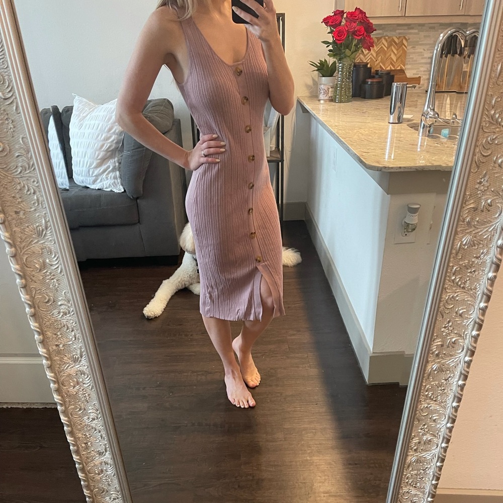 Dusty rose midi sweater dress